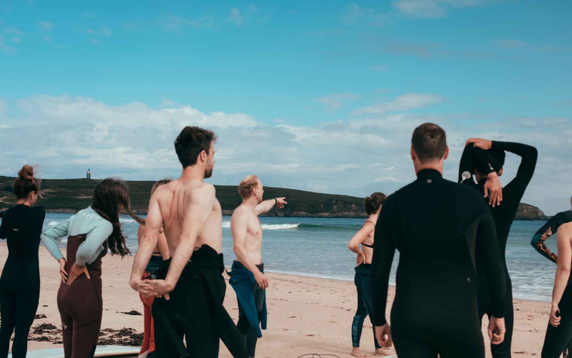 spot-check on the beach with mixed group