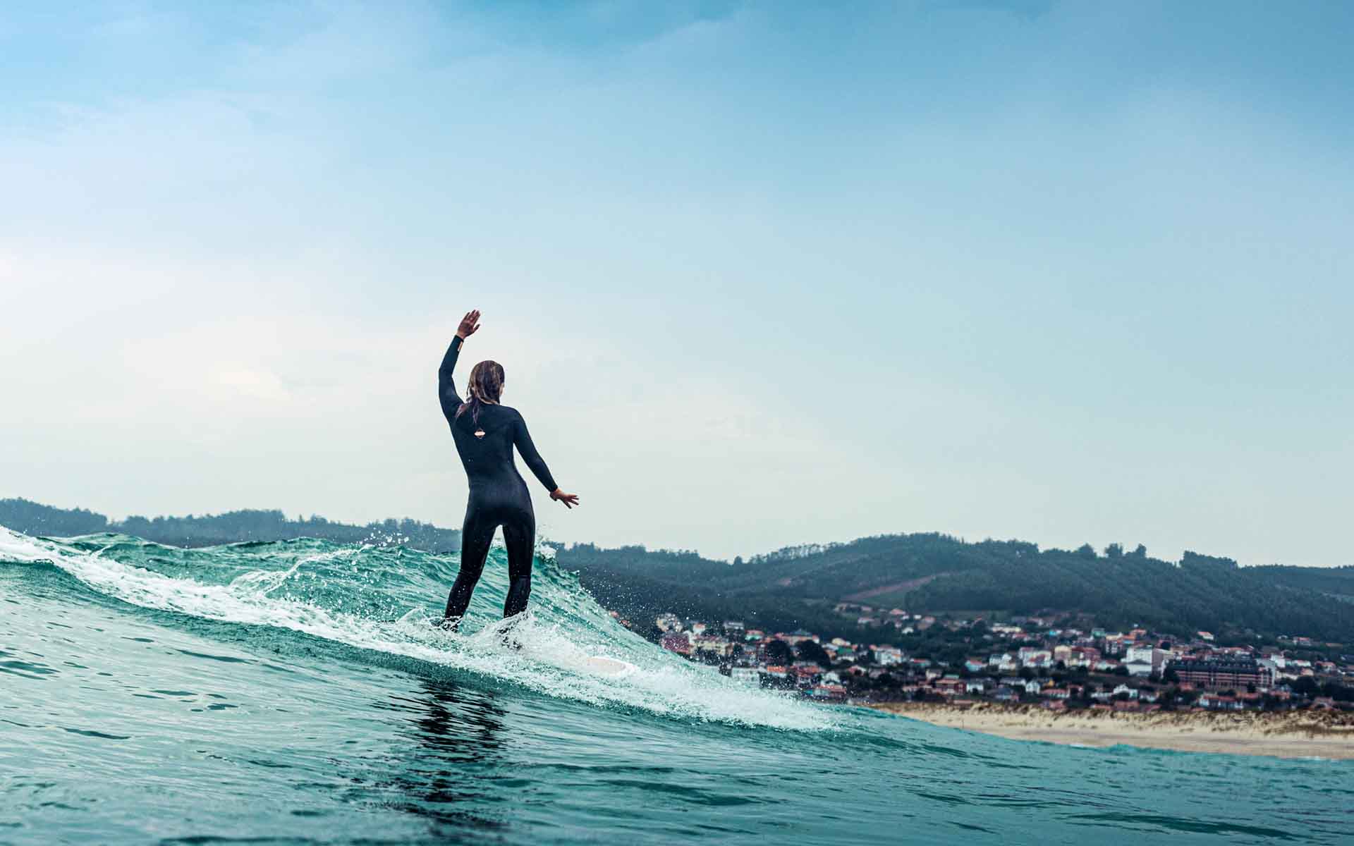 surfer girl long boarding